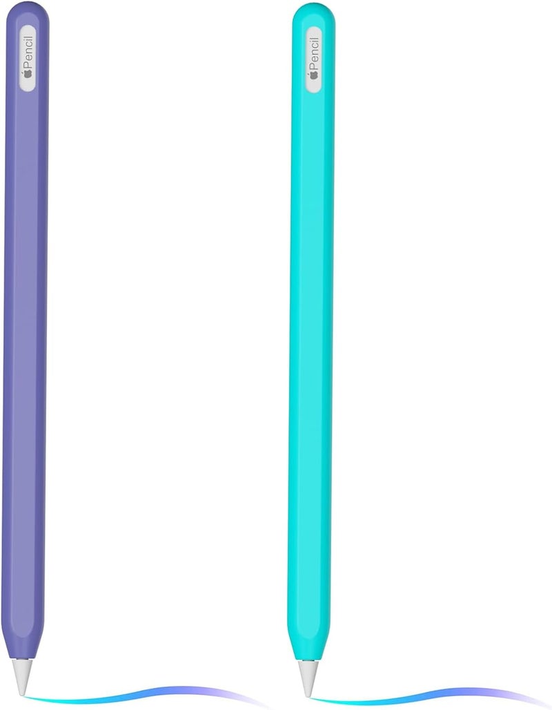 AKSHFETH Ultra Thin Silicone Skin Cover Compatible with Apple Pencil 2nd Gen, Protective Silicone Case for iPad Pro 11 12.9 inch 2018 Pencil Case Shockproof Soft Silicone Sleeve(Lavender Grey+Mint) - Image 1
